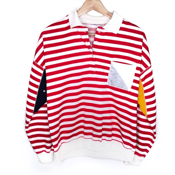 Vintage Sweaters - Vintage 80s 90s Nautical Stripe Pullover Sweater